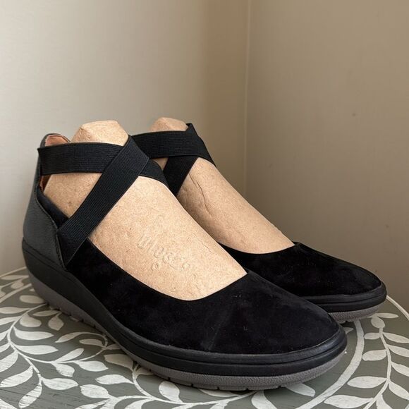 Vionic Shoes Ellery Black Ballerina Ankle Strap Wedge Size 6.5 - Picture 5 of 8